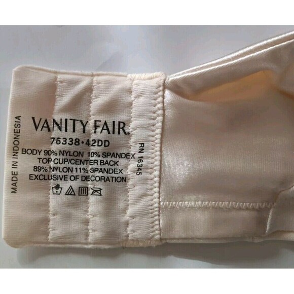 Vanity Fair Illumination Bra Sz 42DD Extra Support Beige Satin Underwire 76338 - Picture 4 of 9